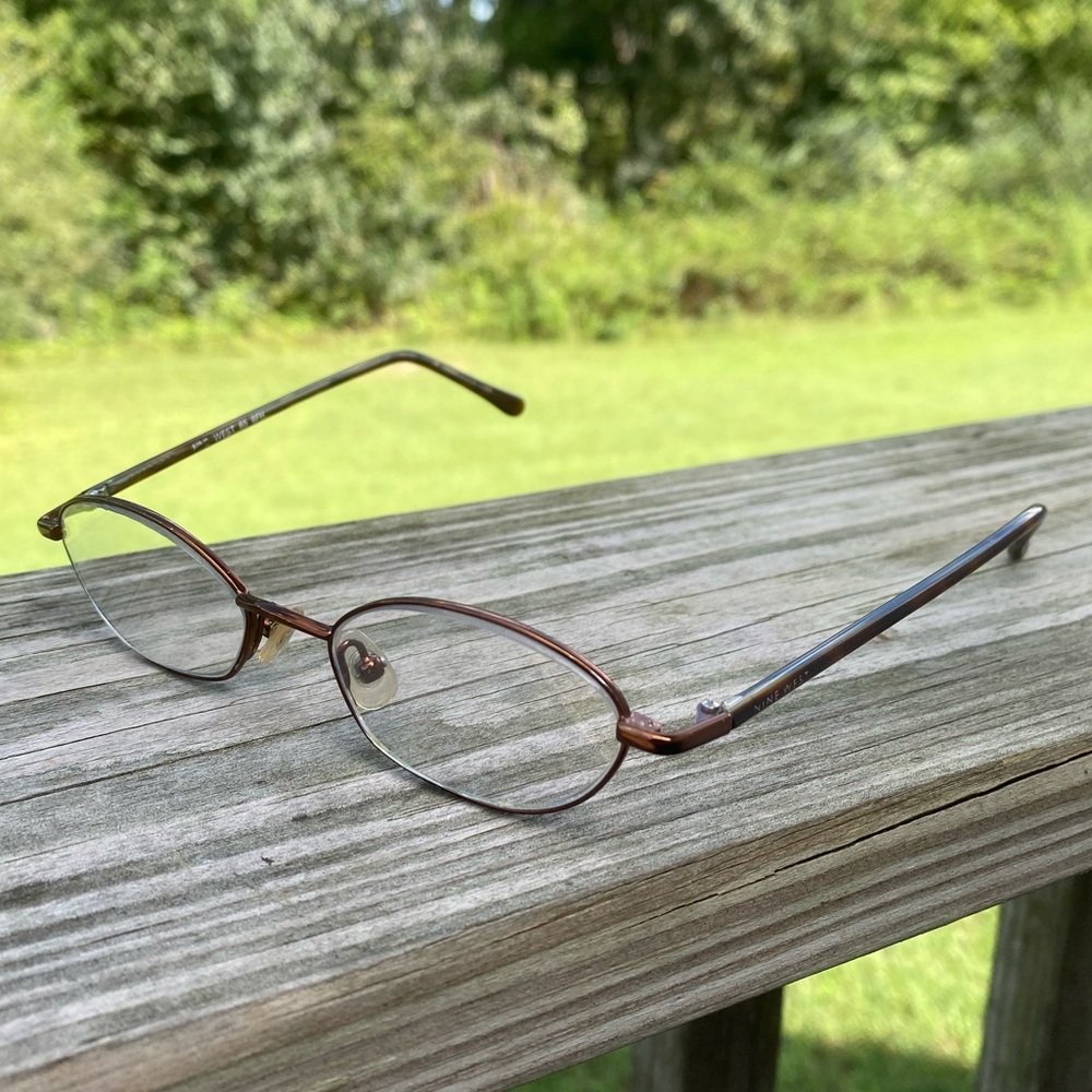 Nine West Dark bronze metallic full rim frames tortoise shell arms